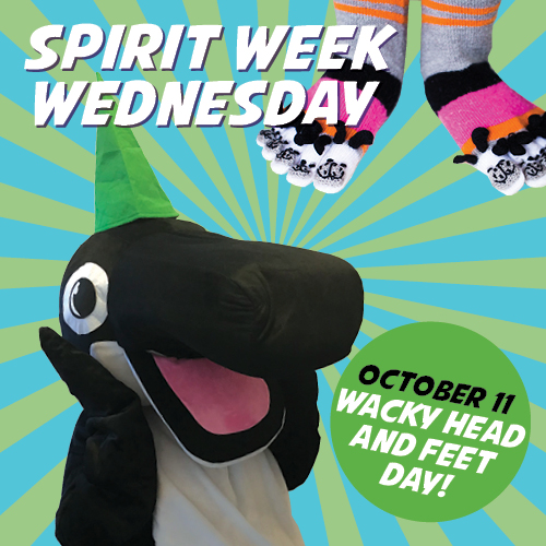 spirit week Wednesday wacky heat and feet day graphic